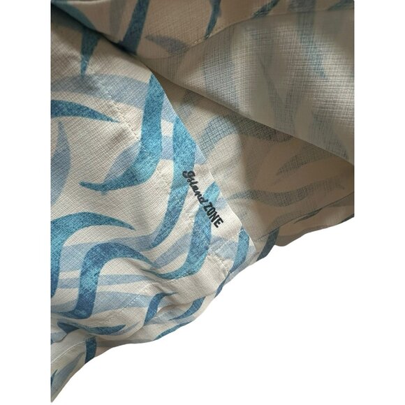 Tommy Bahama Mens Silk Blend Button Up Shirt Blue Wave Print Sz L Island Zone - Picture 6 of 9